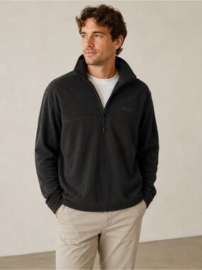 NWT Rains Addis Fleece Half Zip Pullover Black Unisex, Size Small